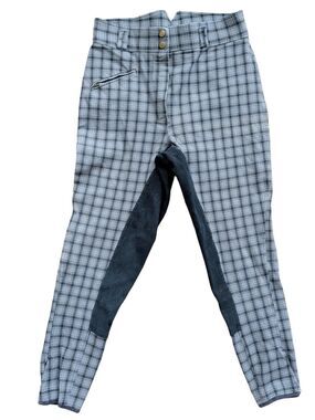 Breech Depot Womens Blue Plaid High Waist Tapered Full Seat Breeches Size 32R